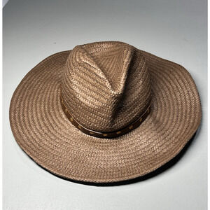 Madewell Wide Brim Straw Fedora Hat Chocolate Raisin Womens S/M Sun Western